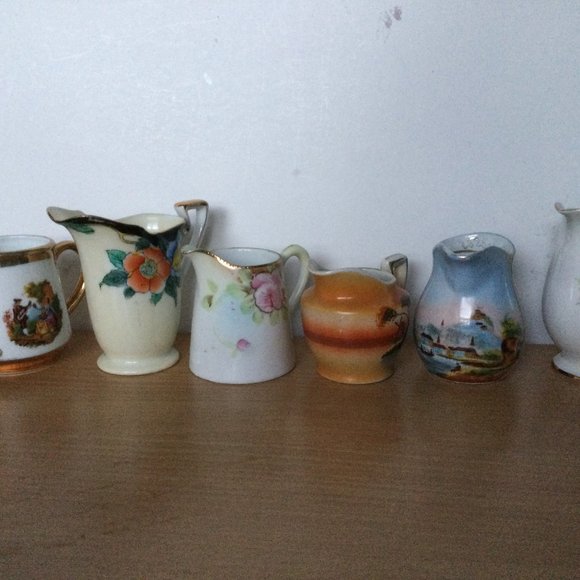 Lot of 6 vintage hand painted milk jars small mixed Japan west Germany England - Picture 1 of 7